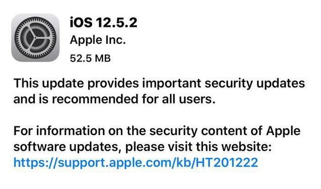 单县苹果手机维修分享iOS12.5.2发布，建议所有老苹果用户安装 
